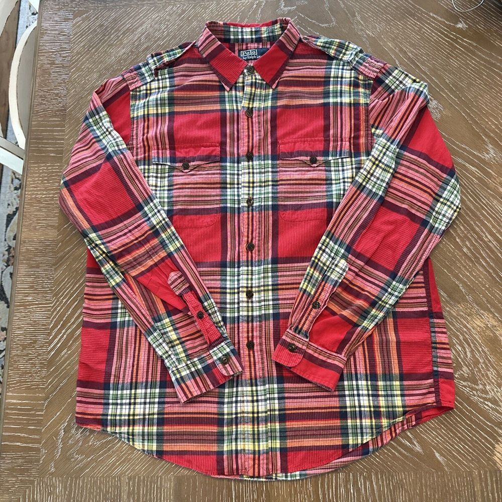 Polo Ralph Lauren Shirt Mens XL RED PLAID Button Down EXCELLENT ~ Fast Ship - Picture 3 of 7